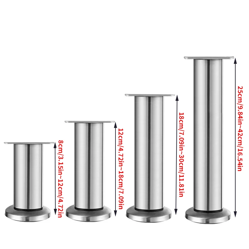 Set of 4 Adjustable Furniture Support Legs for Sofas, Cabinets, and Tables