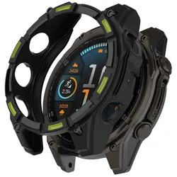 Premium Shockproof TPU Protective Case for Smartwatch - Anti - Scratch Shell for 47mm/51mm Watches (Black - green)