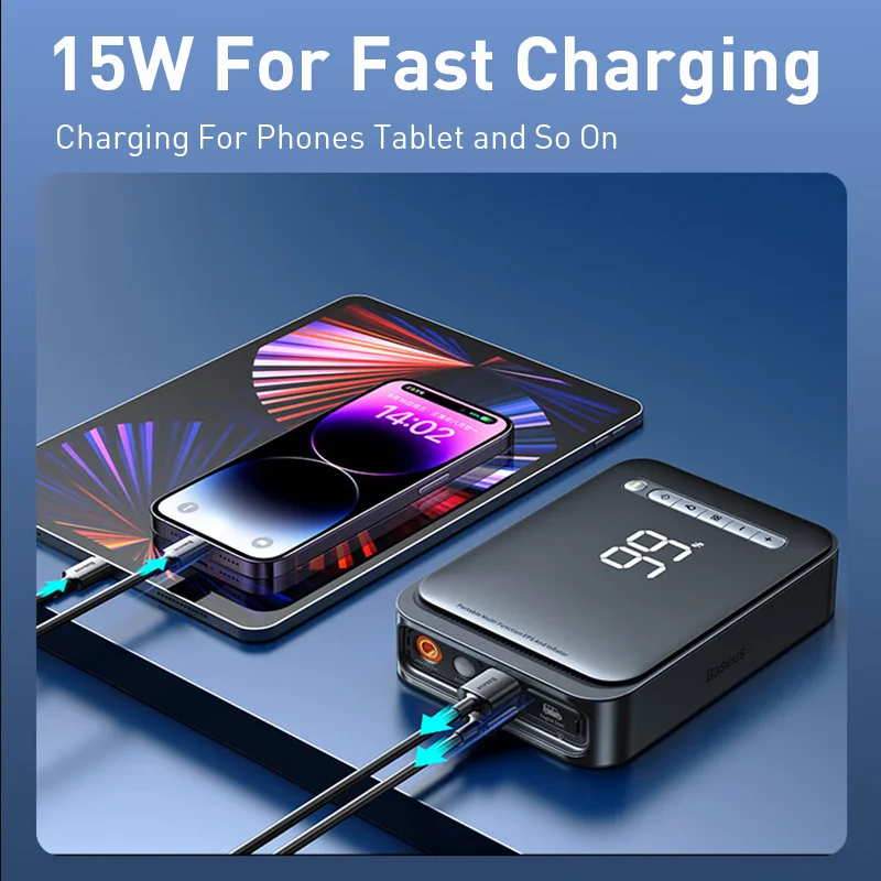 Baseus 2 1車のジャンプスターターパワー銀行空気圧縮機でインフレータ