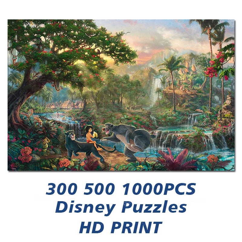 

Disney Cartoon Movie The Jungle Book Puzzles 300 500 1000PCS Forest Lake Paper Jigsaw For Boys Teens Like Friends Room Ornament