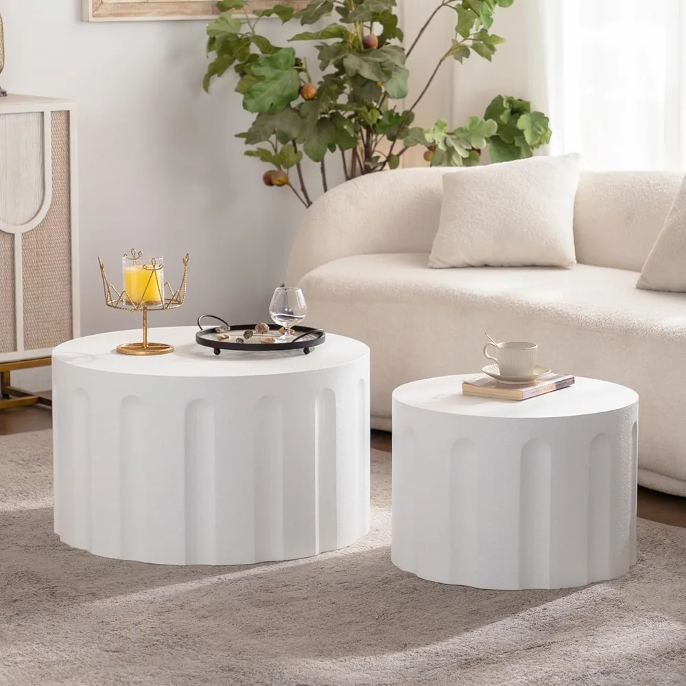 Modern Fluted Round Nesting Coffee Tables 1
