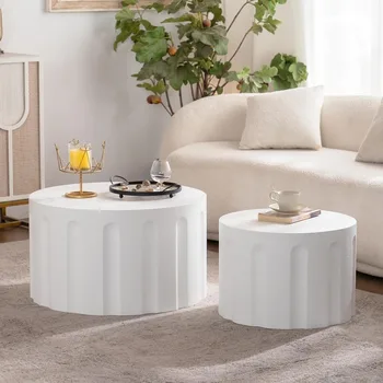 Modern Fluted Round Nesting Coffee Tables 1