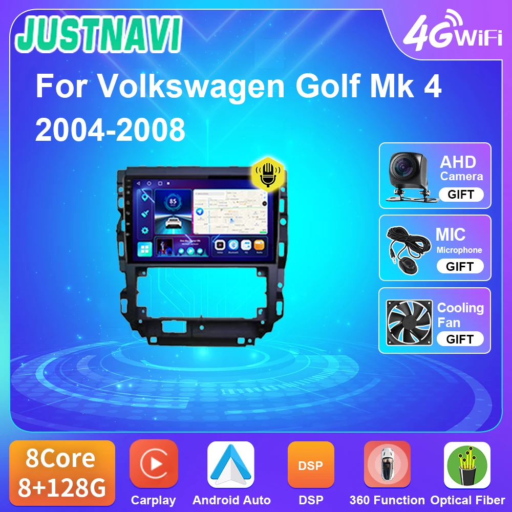 

Автомобильный радиоприемник JUSTNAVI для Volkswagen Golf Mk 4 2004-2008, Android, мультимедийный стереопроигрыватель, Авторадио с навигацией, GPS