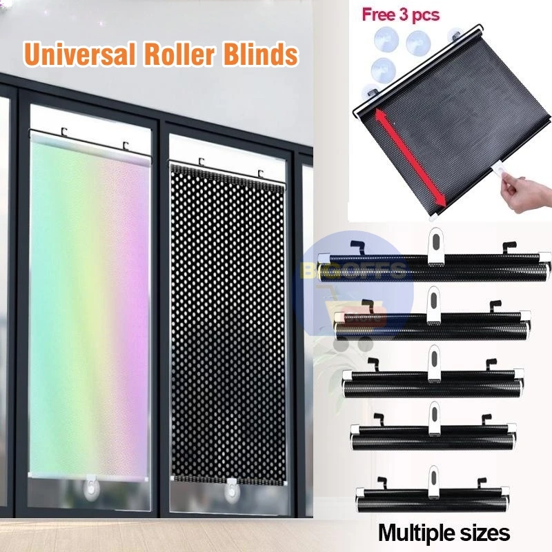 Suction Cup Universal Roller Blinds Sunshade Blackout Curtain Car Bedroom Kitchen Office Window Nail-free Sun-shading Curtains