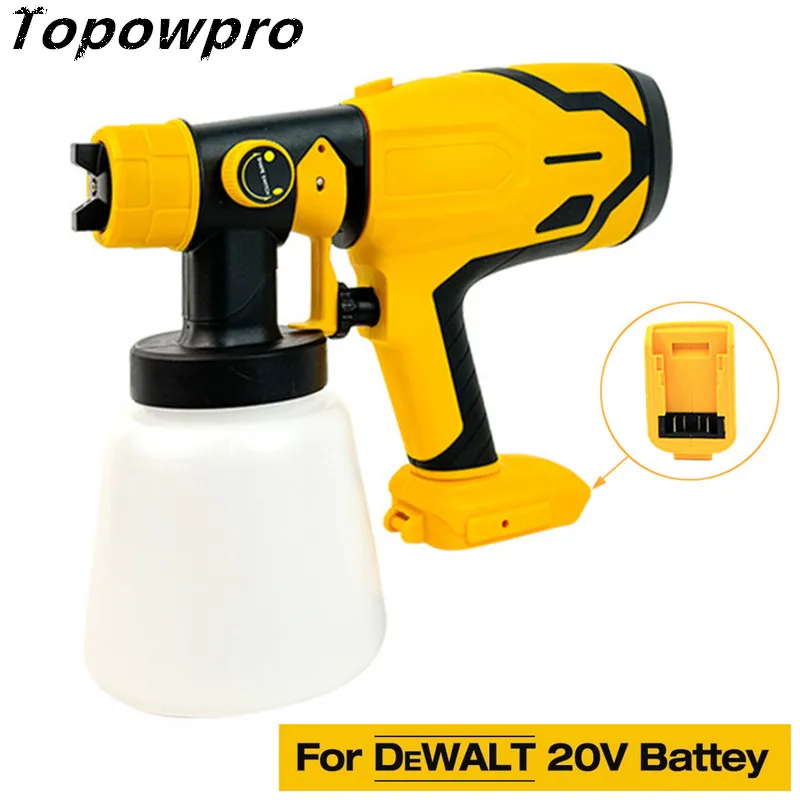 Electric Spray Gun 800ML High Power Handheld Cordless Paint Sprayer Home DIY Steel Coating Airbrush For DeWALT 20V Battery cordless paint sprayer for ryobi 18v li ion nicd nimh battery electric handheld paint spray gun for furniture diy works