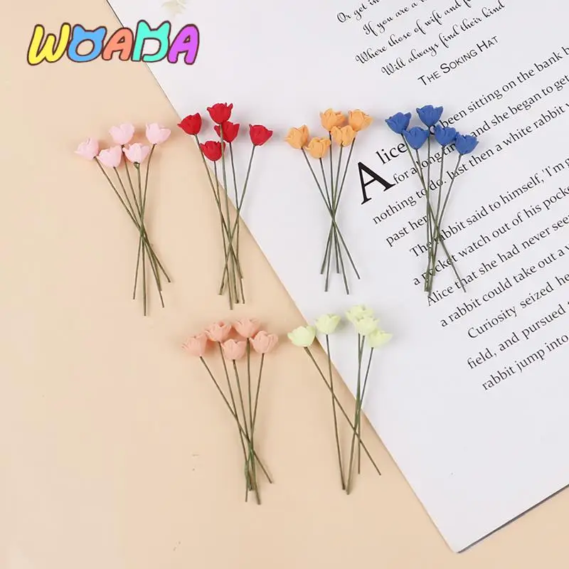 

5pcs 1:12 Dollhouse Miniature Simulation Plants Multi-color Rose Flowers Model Furniture Home Garden Decor Accessories