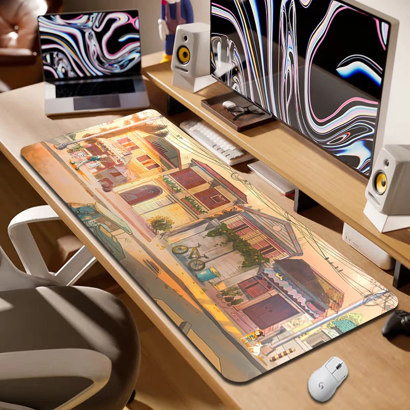 

House Scenery Mouse Mat Rubber Gaming Mousepad Game Mouse Pad 55x100cm Laptop Gamer Computer Desktop Office Carpet XXL Speed
