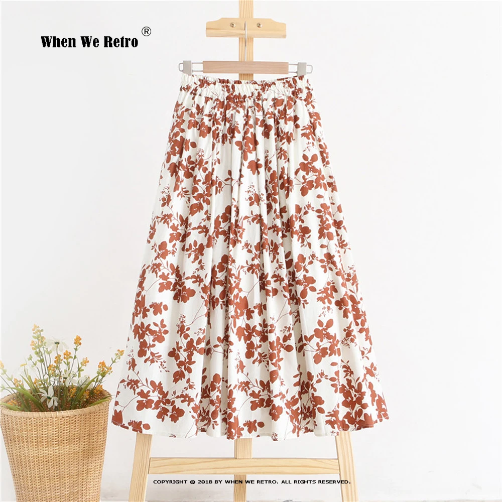 

Self-made New 2023 Spring Summer Elegant Cotton Linen Skirt Women's A Line Long Floral Skirts RS1119