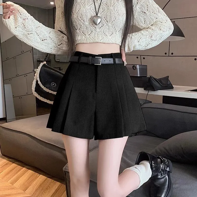 코듀로이 벨벳 여성용 반바지, 하이 웨이스트 슬림 플레어 팬츠, 패션 기질 A 가랑이 부츠, 가을 겨울