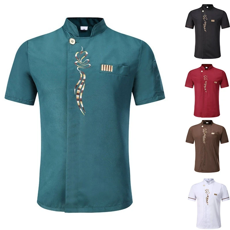 

Unisex Chef Jacket Short Sleeve Men Women Kitchen Cook Baker Work Uniform Coat