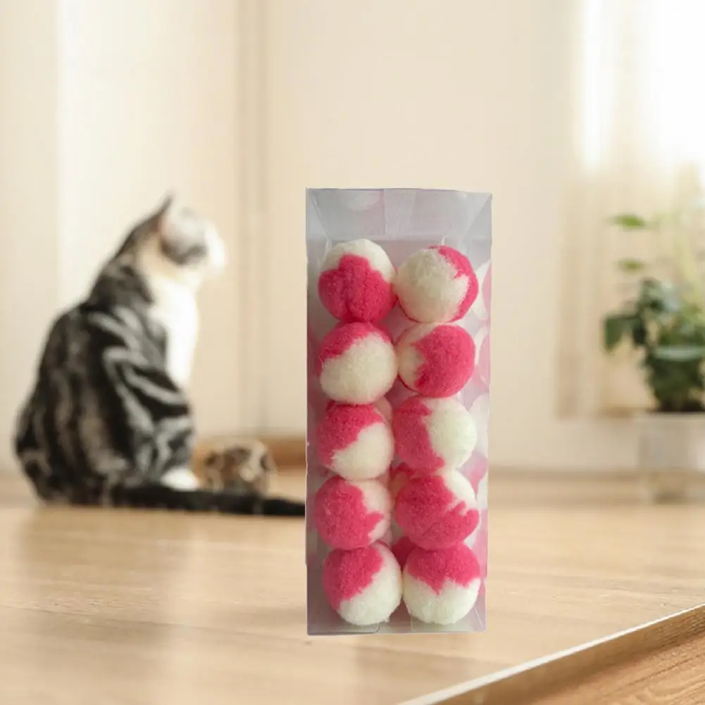 

20Pcs Kitten Ball Toys Bite-resistant Mute Ball Exercise Training Interactive Toy Plush Balls Cat Teaser Toys Pet Supplies