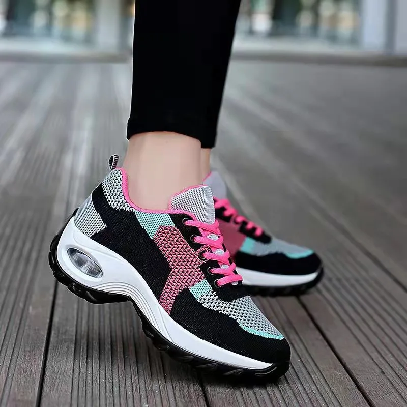 zapatillas de deporte de mujer deportivas mujer para caminar zapatos  casuales de mujer Zapatillas de deporte de malla transpirable para Mujer,  Deportivas con cordones de colores, para caminar y correr, Primavera, 2022