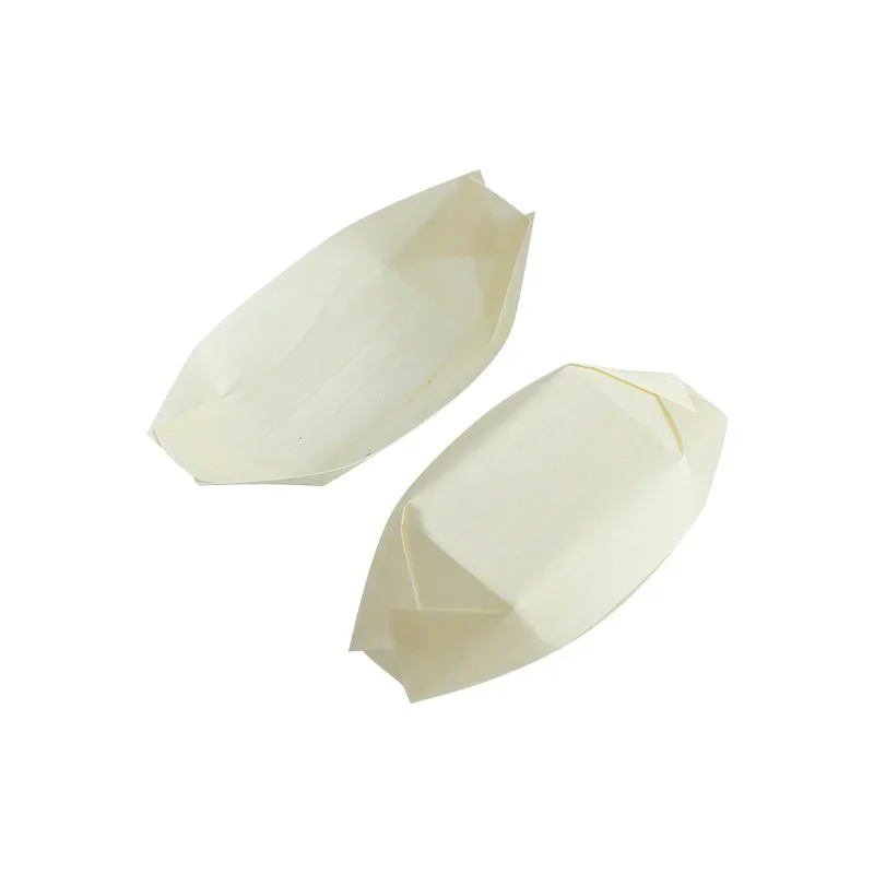 Disposable Wooden Veneer Boat Sushi Boat Packing Box Snack Plate