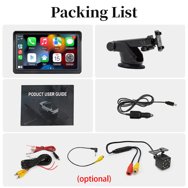 7inch Car Radio Portable Multimedia Video Player With Wireless CarPlay Android A