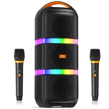 JYX Wireless Speaker, Portable Bluetooth Speaker, Karaoke Machine with 2 Microphone, LED Party Light 6