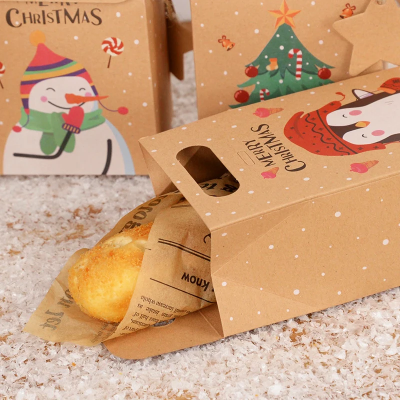 Coffrets cadeaux de bonbons en papier kraft pour fête de Noël