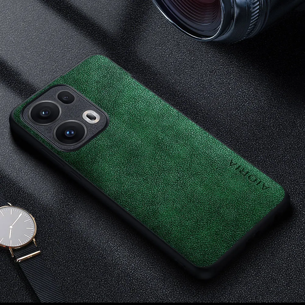 Premium Luxury Leather Phone Case - Retro Business Style Solid Color Cover