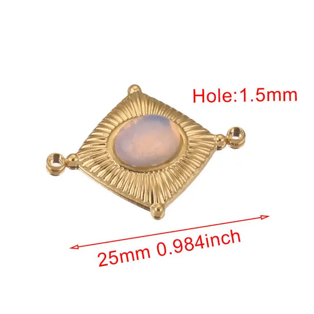 Stainless Steel Double Holes Rhombus with Natural Stone Bracelet Necklace Pendant Connectors for DIY Jewelry Making 5