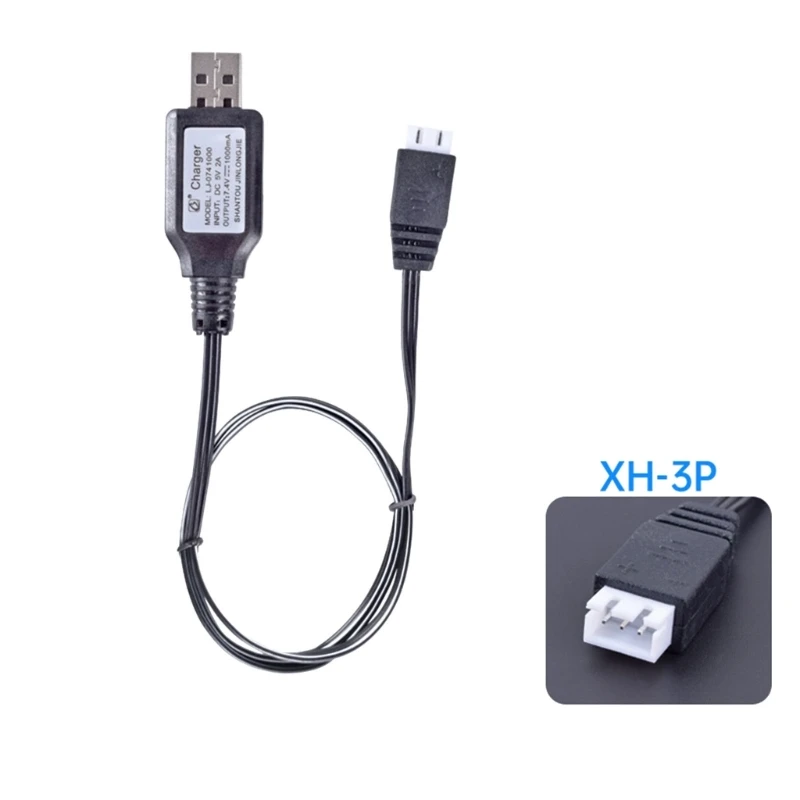 Universal 7.4V Li-ion Battery Charger 1000mA XH-3P Reverse Interface USB Charging Cable for Remote Control Aircraft