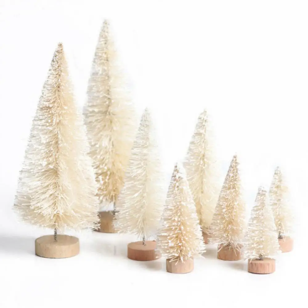 8Pcs Mini Christmas Trees Snowy Pine Xmas Party Ornament Holiday Decoration