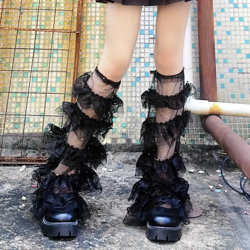 틈새 레이스 패치워크 레그 세트, 달콤하고 시원한 순수 욕망 스타일, Y2K 양..