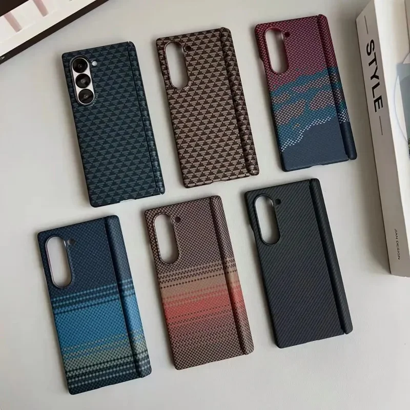 Luxury Invisible Magnetic Hinge Phone Case with Carbon Fiber Texture – Wireless Charging Shockproof Cover