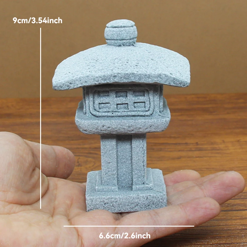 Vintage Zen Miniature Sand Stone Tower Pavilion Ornaments Lantern