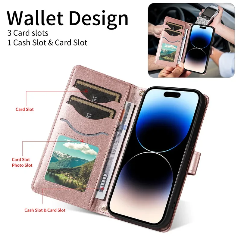 Leather Lanyard Wallet Crossbody Flip Phone Case