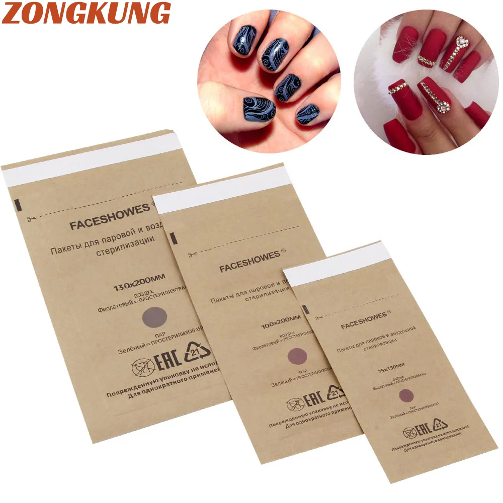 

100Pcs Disposable Manicure Pouch Disinfectant Gel Equipment Sterilization Crimper Nailart Tools Nail Sterilizer Disinfection Bag