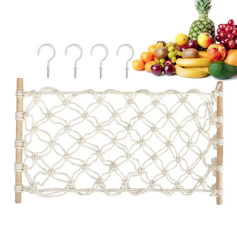 

Fruit Holder Basket Cotton Hammock Boho Woven Hanging Vegetable Hammock Household For Kitchen storage Net Garlic Bananas