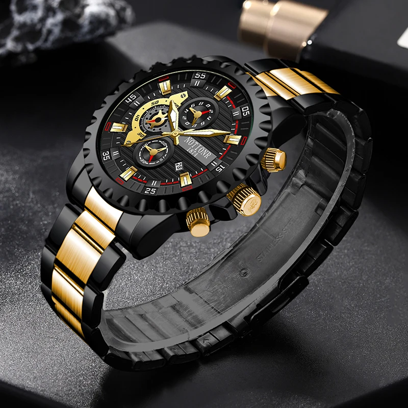 NOTIONR Luxury Mens Watches Fashion Men Casual Waterproof Date Quartz Watch Man Casual Luminous Clock montre homme