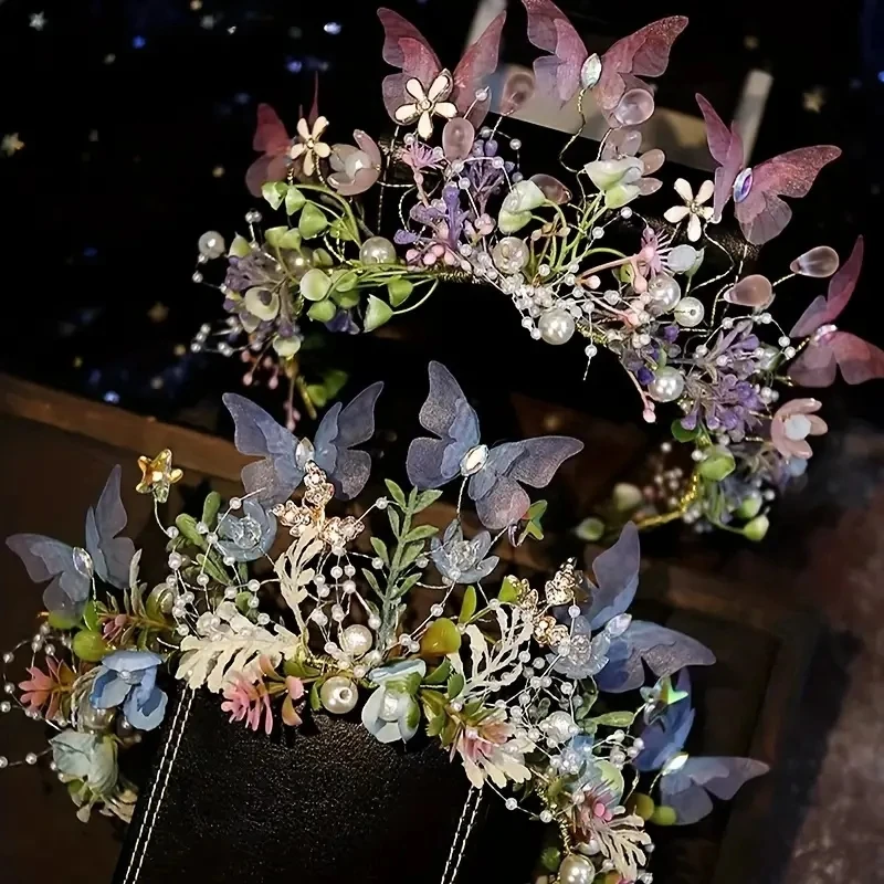 Crystal Pearl Headband Hairband Tiara Butterfly Flower Leaf Bridal Wedding Hair Accessories Jewelry Jewelry Accessories
