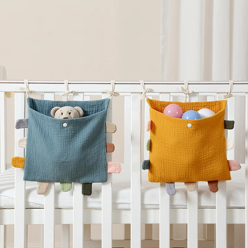 

Baby Bed Storage Bag Funny Nappy Bag Cotton Gauze Newborn Crib Hanging Bag Baby Itmes Bed Bedside Diaper Organizer Pouch