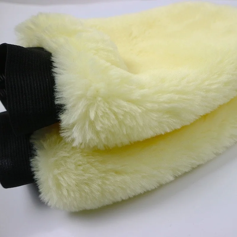 1pcsRealSheepskinMittCarSoftPolishingGloveLambswoolWashing