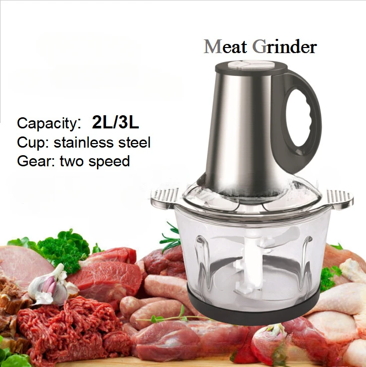Multifunctional Household Meat Grinder Glass Bowl Mini Electric Vegetable Chopper Kitchen Food Processor 2