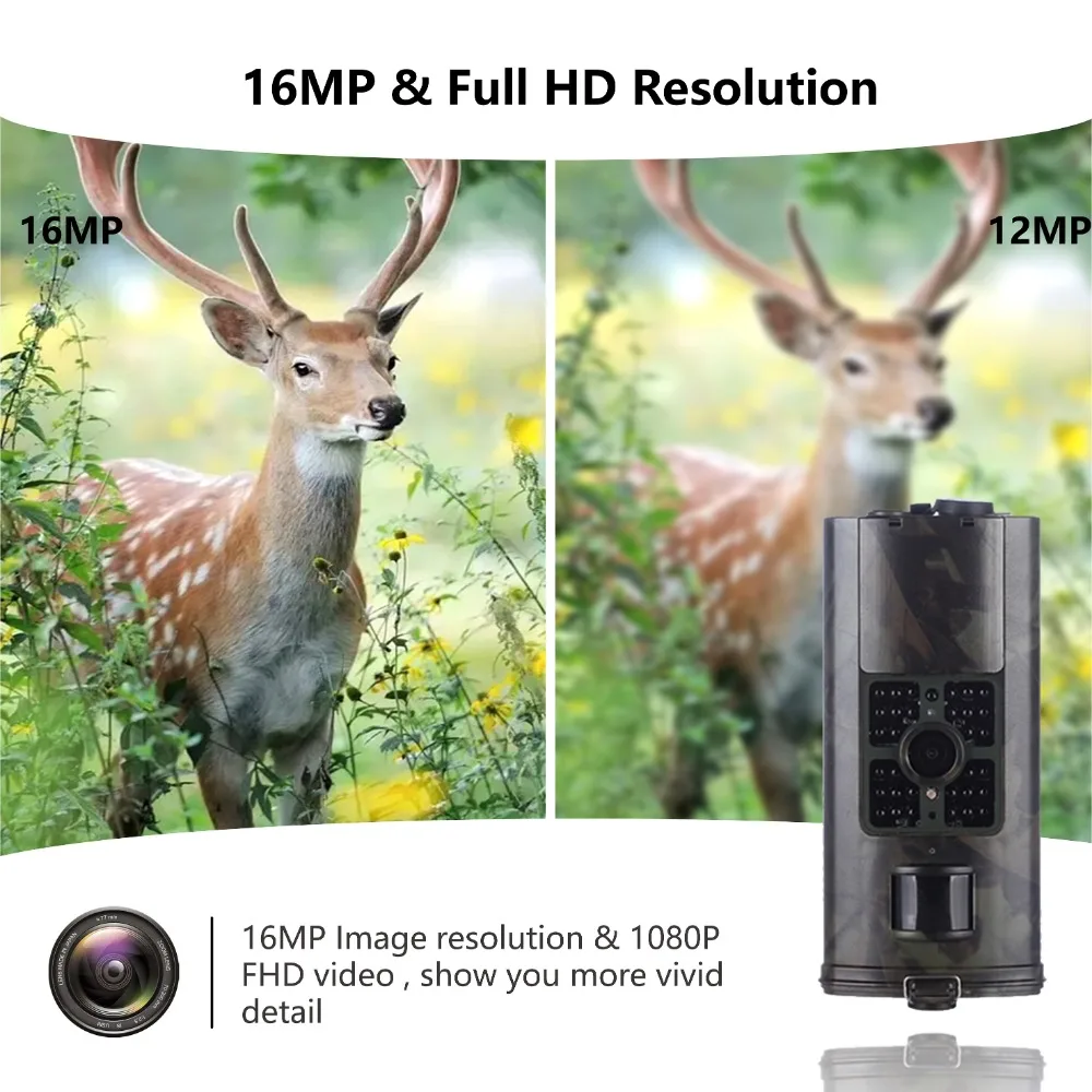 Outdoor 16MP HD 1080P Hunting Trail Camera Night Vision IP56 Waterproof 0.5s Trigger Time Photo Trap Game Wildlife Camera