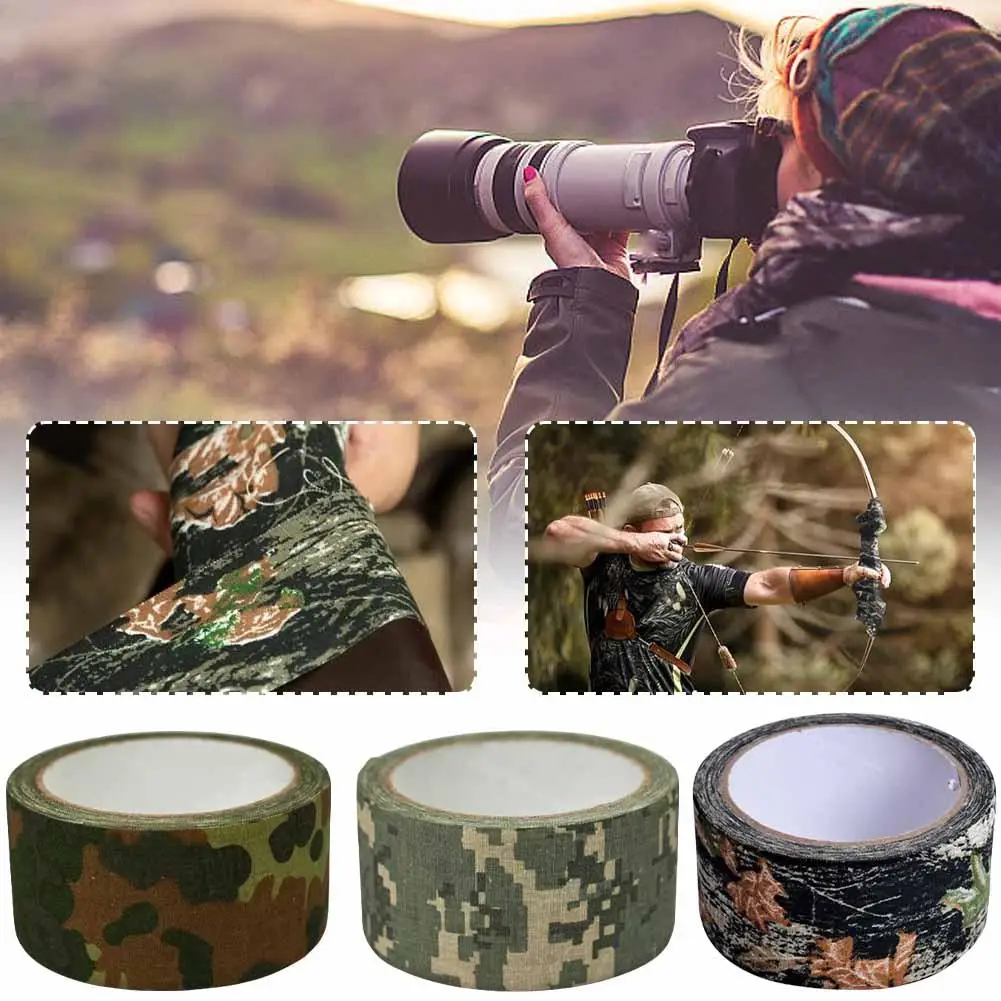 

5CM* 10M Self-Adhesive Camouflage Camo Tape Wrap Camouflage Hunting Stealth Re-Useable For Outdoor Camping Hunting S1H3