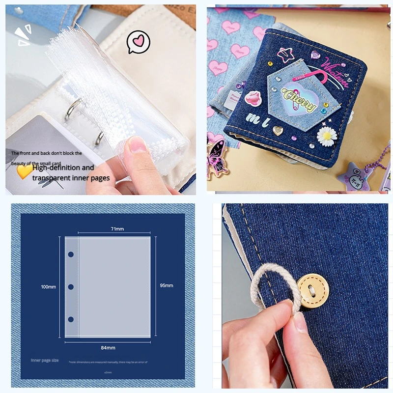 Retro Denim Journal Notebook - Mini Portable Card Organizer, DIY-Friendly