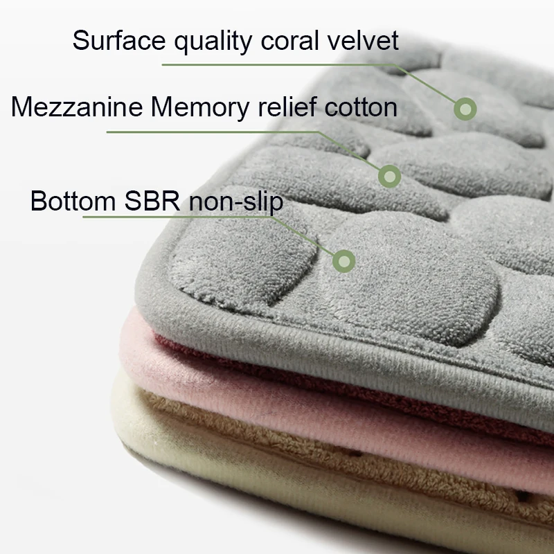Xiaomi Non-Slip Bath Mat Cobblestone Embossed Bathroom Carpet Shower Room Doormat Memory Foam Absorbent Floor Mat Rugs for Home bath mat