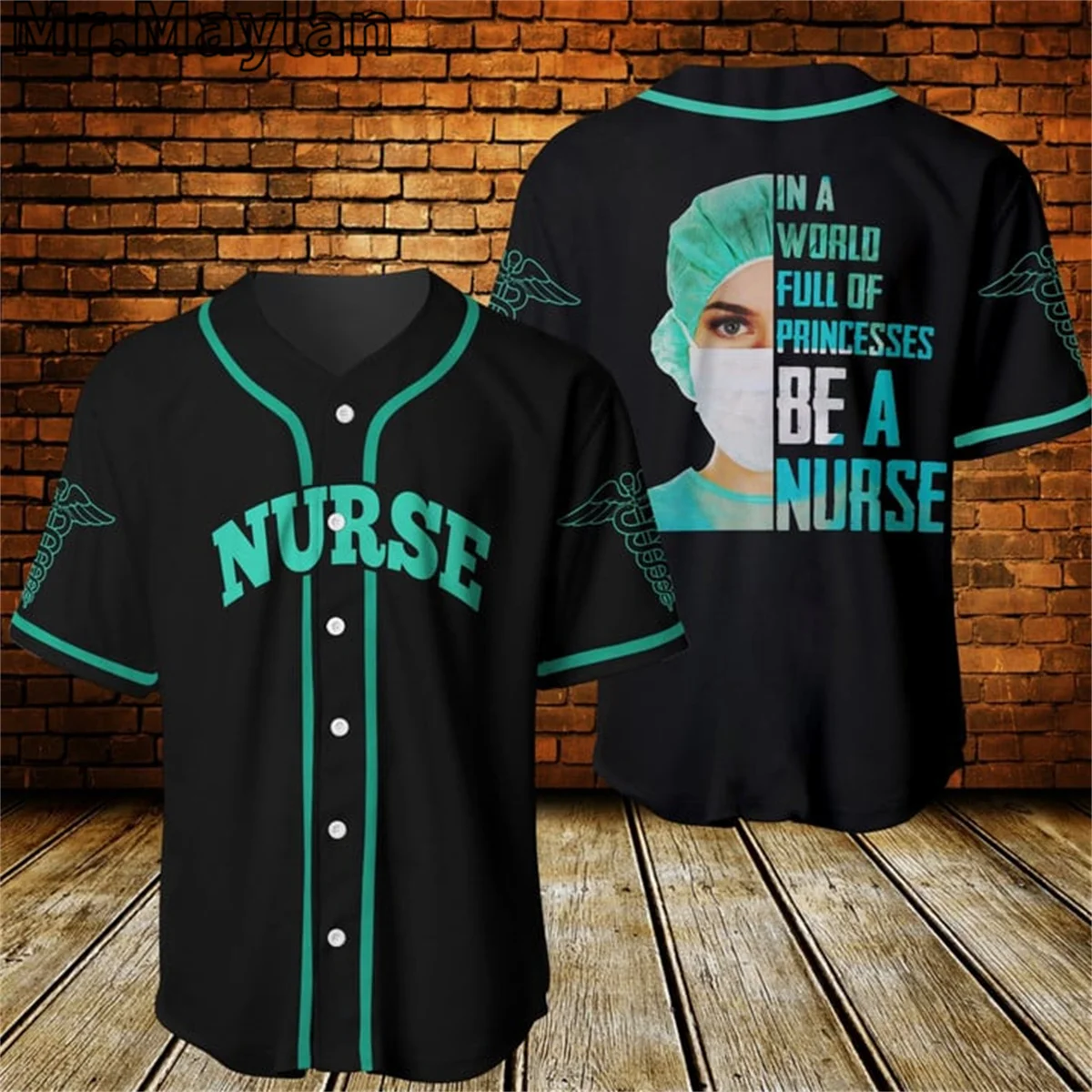 

Be A Nurse Baseball Tee Jersey Blue And Black Shirt 3D Summer Shirts Men/Women Gift For Nurses Tops Tee Oversized Streetwear