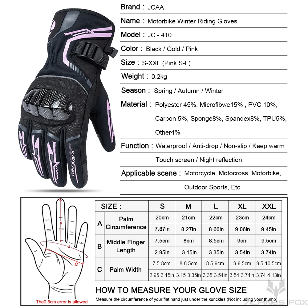 Winter Motorcycle Gloves - Windproof, Warm, Waterproof, Carbon Protection, Touch Screen Compatible