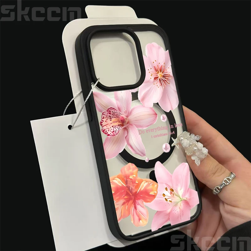 Flower Lily Hibiscus Print Clear Wireless Charger Phone Case