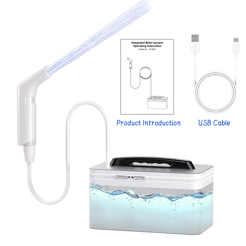 Rechargeable Portable Bidet For Travel – Type-C, 400mAh, IPX7 Waterproof, Works With Bottles, 2 Pressure Modes (White)