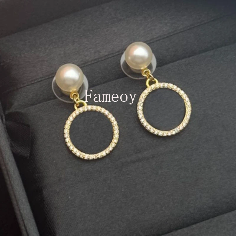 2024 Fashion New Round Cut Crystal Inlaid Pendant Women's Earrings