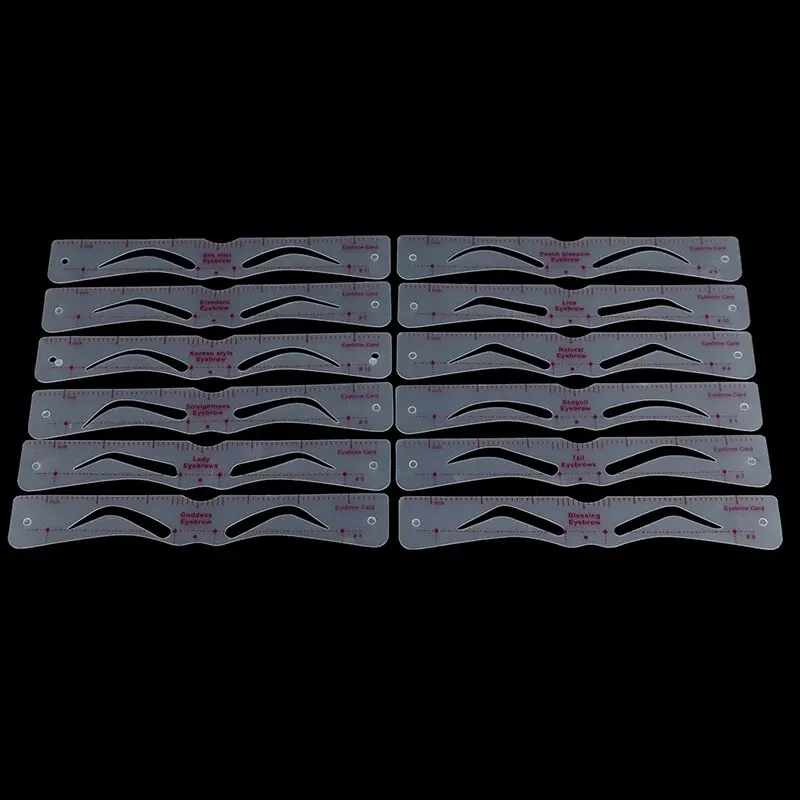 Eyebrow stencil tool 12pcs One-piece Eyebrow Card in English and Chinese European and American Eyebrow Style Paste