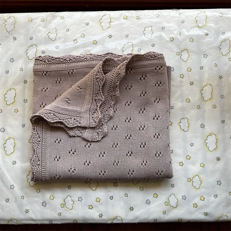 Knitted Baby Blanket Summer Newborn Swaddle Wrap Baby Receiving Blankets Cotton Soft Boy Girl Infant Crib Sleeping Blanket swaddle blanket cotton swaddle cotton knit blanket knit blanket