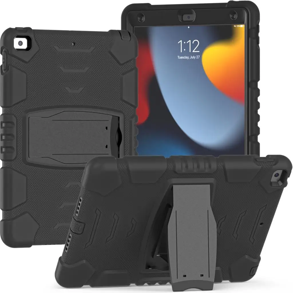 For Ipad 10.2 9Th 8Th 7Th Pro 9.7 10.5 11 Air 4 10.9 Case Mini 5 6 8.3 Inch Cover Heavy Duty Silicon Plastic Kickstand Kid Cover