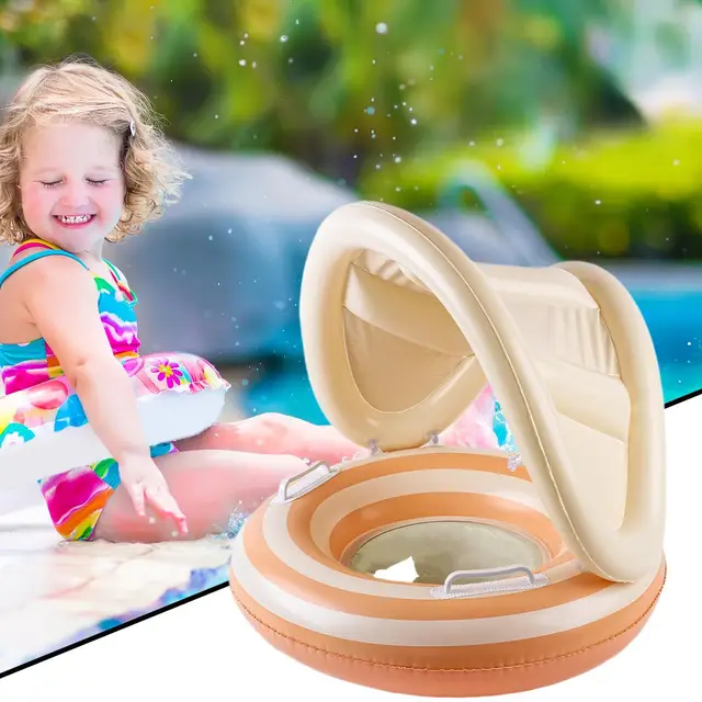 Baby Swimming Pool Floats Floating Pool Chair Adjustable Float Trainer With Sunshade For Babies Toddler Kid Puddle 3