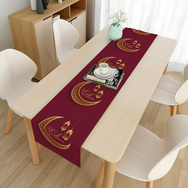 Eid al-Fitr Muslim Eid Decoration Tablecloth Moon Festival Home Long Tablecloth Placemat Mubarak Decorative Tablecloth