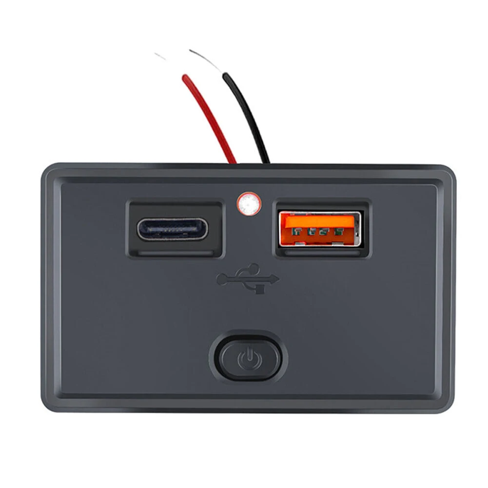 

Двойное зарядное устройство USB QC3.0 + PD, автомобильное зарядное устройство для RV, адаптер для быстрой зарядки, фотоэлектрическая розетка, водонепроницаемая для большинства транспортных средств 12 В/24 В